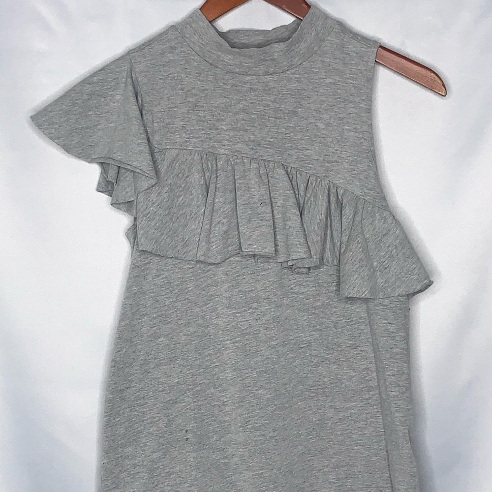 BP Gray Ruffle Top - Picture 2 of 3